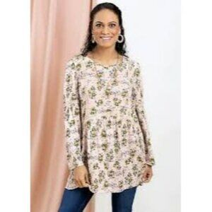 MATILDA JANE LIKE A LADY TUNIC WOMENS  Pink Floral Top size M